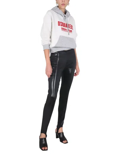 Dsquared2 Black Faux Leather Stirrup Leggings In Black