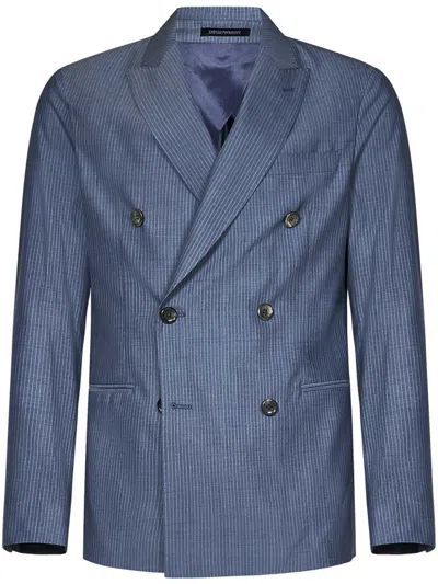 Shop Emporio Armani Suit In Clear Blue