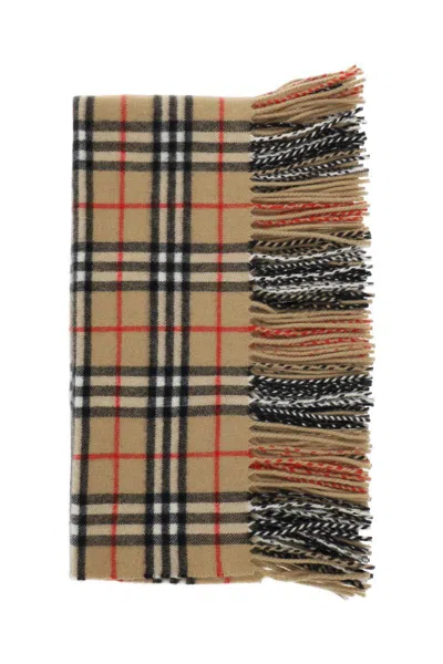 Shop Burberry Ered "happy Cashmere Checkered In Beige