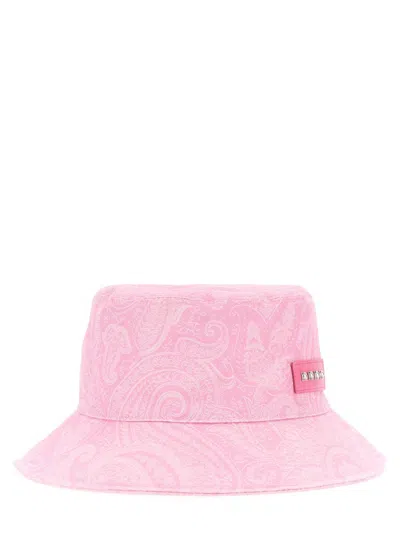 Shop Etro Bucket Hat Liquid Paisley In Pink