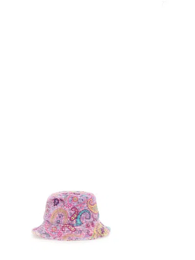 Shop Etro Bucket Hat With Logo Embossing In Pink