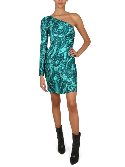 Shop Etro Dress With Paisley Designs In Green