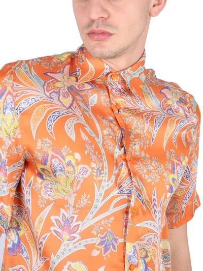Shop Etro Floral Print Shirt In Orange
