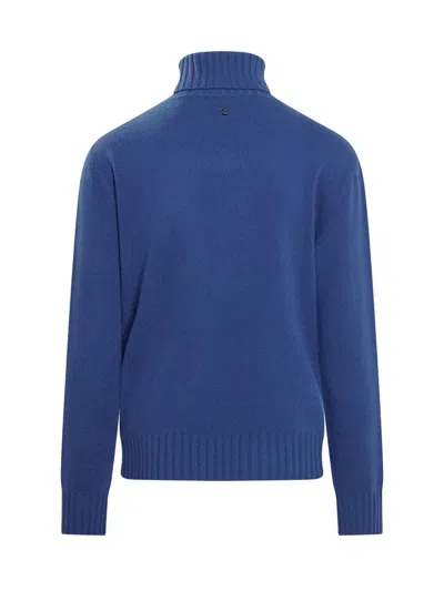 Shop Etro Inlaid Jacquard Turtleneck Sweater In Blue