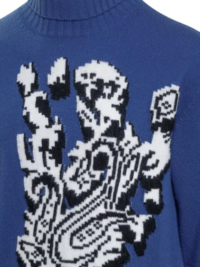Shop Etro Inlaid Jacquard Turtleneck Sweater In Blue