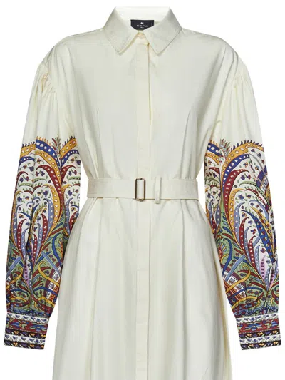 Shop Etro Long Dress In White