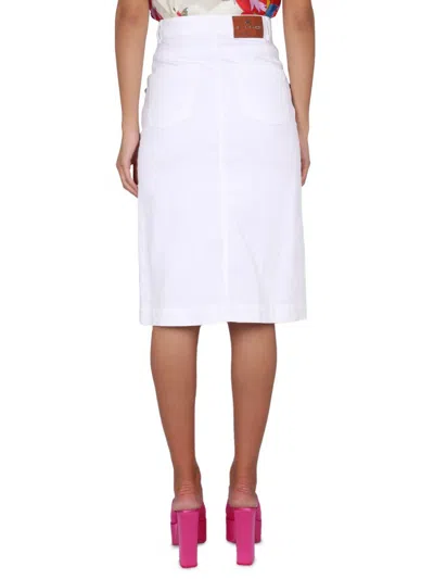 Shop Etro Midi Skirt In White