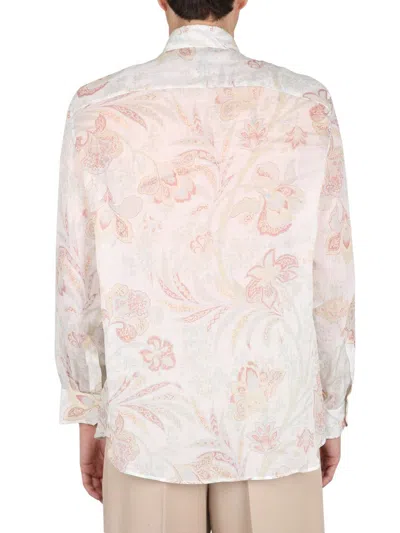 Shop Etro Paisley And Flower Print Shirt In Ivory