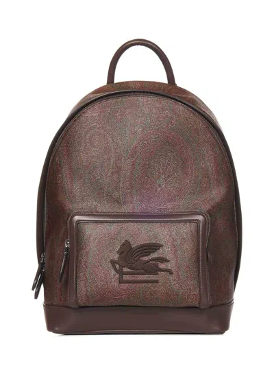 Shop Etro Paisley Backpack In Brown