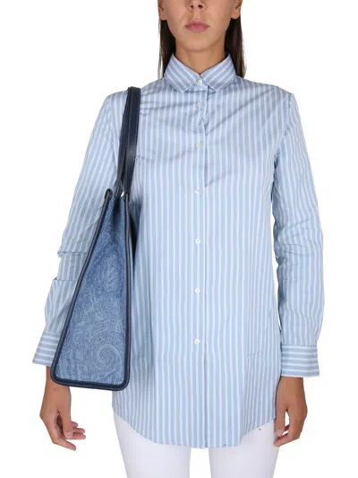 Shop Etro Rose Shirt In Azure