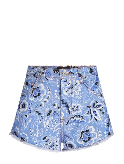 Shop Etro Shorts Clear Blue