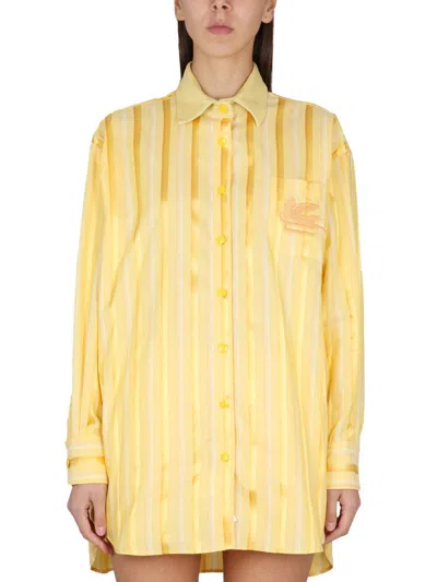 Shop Etro Silk Blend Shirt In Yellow