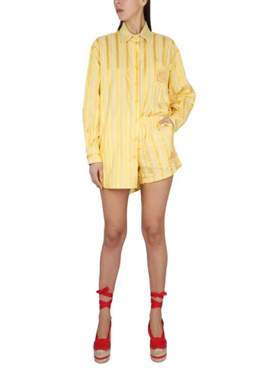 Shop Etro Silk Blend Shirt In Yellow