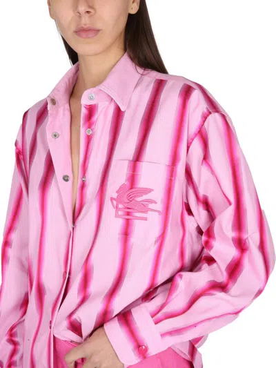 Shop Etro Silk Blend Shirt In Fuchsia