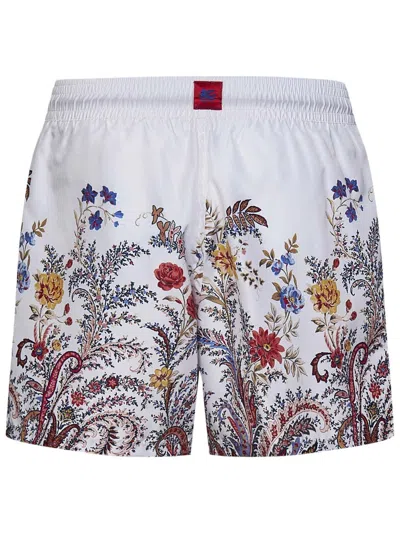 Shop Etro Boxer Swimsuit With Print In White