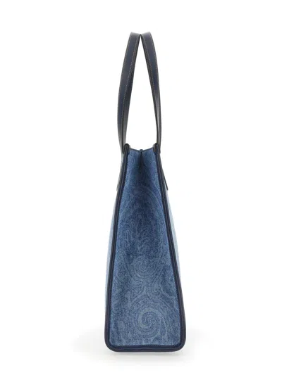 Shop Etro Tote Bag With Print In Azure