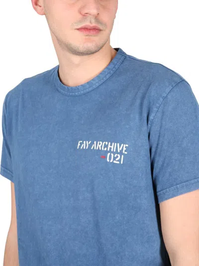 Shop Fay Crewneck T-shirt In Blue