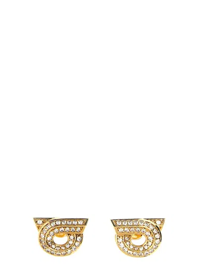 Shop Ferragamo 'gancini' Earrings In Gold