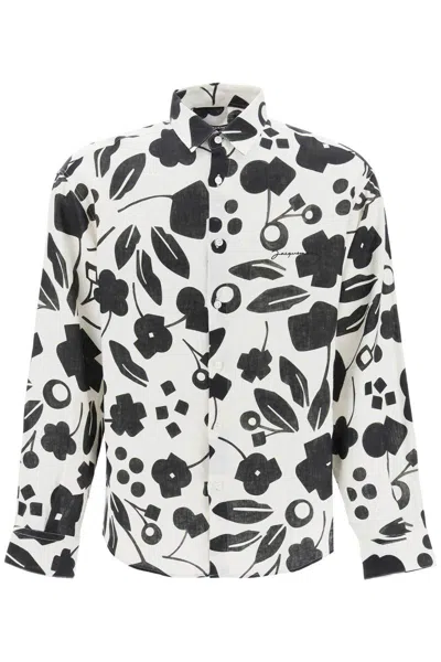 Shop Jacquemus Floreale Linen Shirt With In Bianco