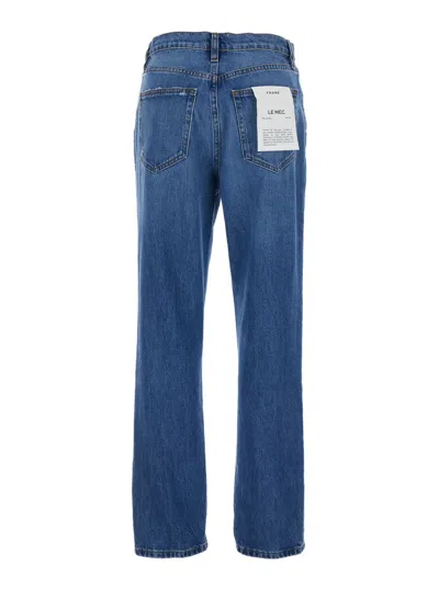 Shop Frame 'le Mec' Blue Jeans With Used Effect In Cotton Denim Woman