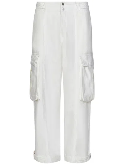 Shop Frame Denim Wide Leg Cargo Trousers In White
