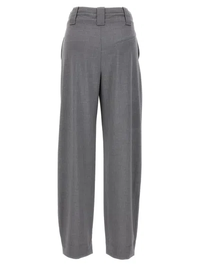 Shop Ganni 'drapey' Pants In Gray