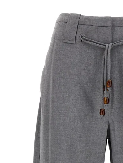 Shop Ganni 'drapey' Pants In Gray
