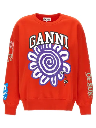 Shop Ganni 'magic Power' Sweatshirt In Red