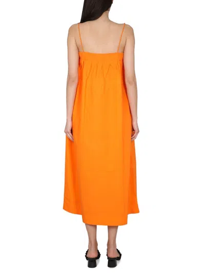 Shop Ganni Dress With Laces In Orange
