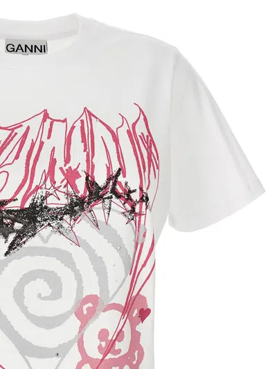 Shop Ganni Logo Print T-shirt In White