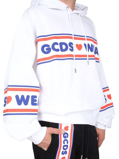 Shop Gcds "cute Tape" Logo Sweatshirt In White