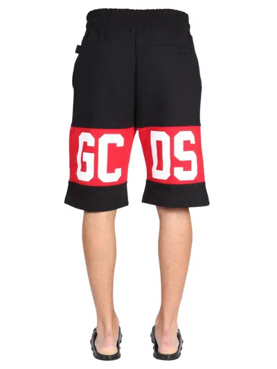 Shop Gcds Bermuda Shorts With Logo Band In Black