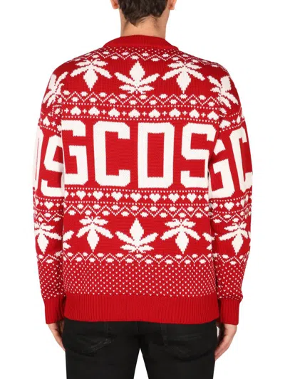 Gcds Logo Embroidered Jumper In Red
