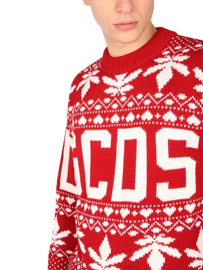 Gcds Logo Embroidered Jumper In Red