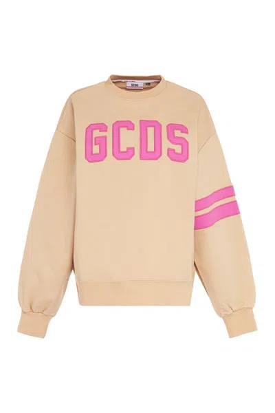 Shop Gcds Sweatshirt With Logo In Beige