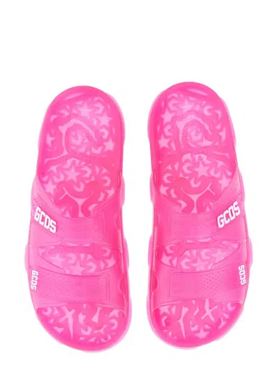 Shop Gcds Sandal With Logo Unisex In Fuchsia