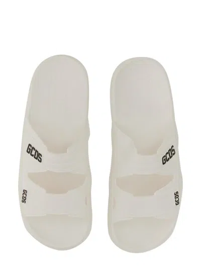 Shop Gcds Sandal With Logo Unisex In White