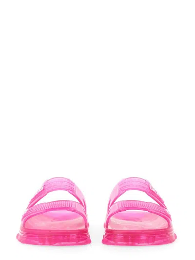 Shop Gcds Sandal With Logo Unisex In Fuchsia