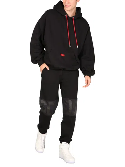 Gcds Sweatshirt With Rubber Logo In Black