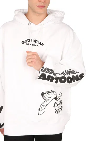 Shop Gcds Sweatshirt With Looney Tunes Print In White