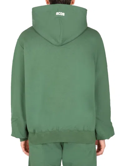 Shop Gcds Sweatshirt With Rubber Logo In Green
