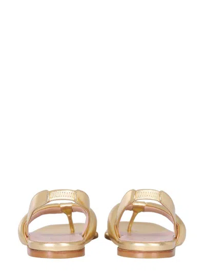 Gia Borghini Leather Slingback Sandals In Gold