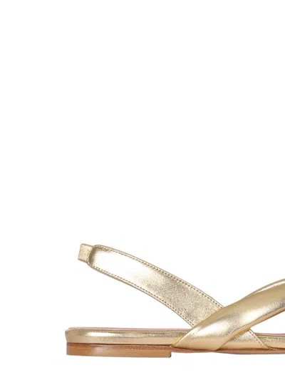 Gia Borghini Leather Slingback Sandals In Gold