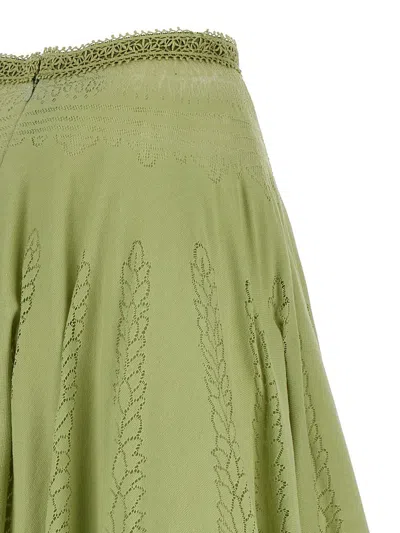 Shop Giambattista Valli Openwork Fabric Midi Skirt In Green