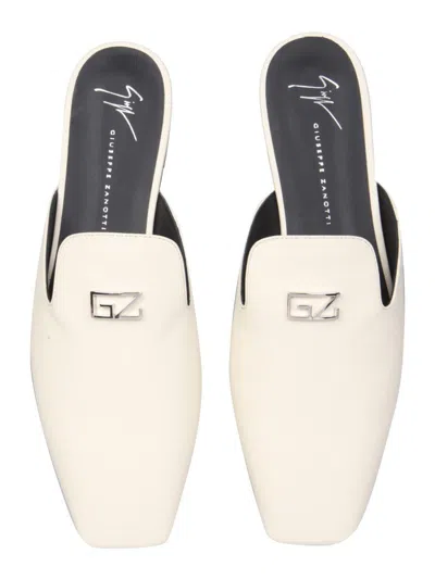 Shop Giuseppe Zanotti Leather Slippers In White