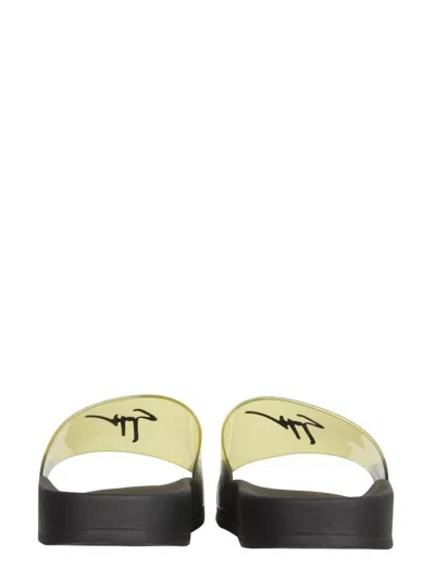 Shop Giuseppe Zanotti Slide Sandals With Logo In Black