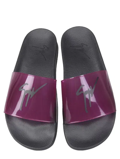 Giuseppe Zanotti Transparent Purple Polyvinyl Chloride Slide Sandals In Fuchsia