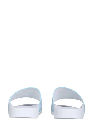 Shop Giuseppe Zanotti Slide Sandals With Logo In Baby Blue