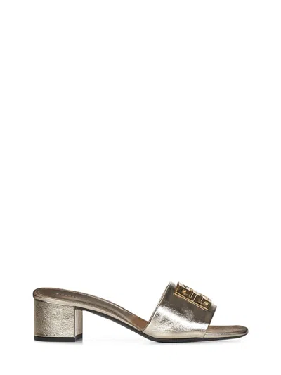 Shop Givenchy 4g Heel Sandals In Golden