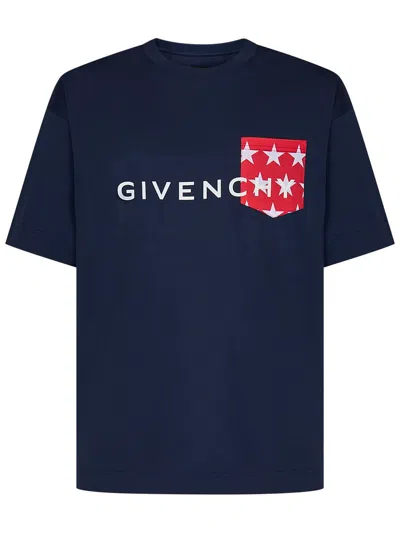Givenchy Giv Star Pocket Tee In Blue